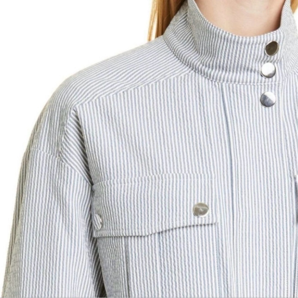 Veronica Beard York Bomber Jacket Striped Seersucker Coastal Preppy Large - Picture 13 of 13